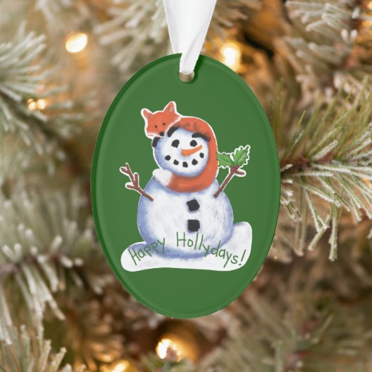 Fox and Snowman Friends Christmas Ornament (Baum)