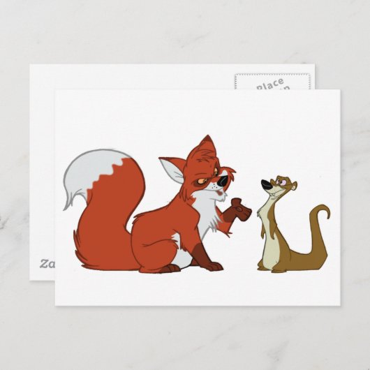 Fox and Weasel Talk Postkarte (Vorne/Hinten)