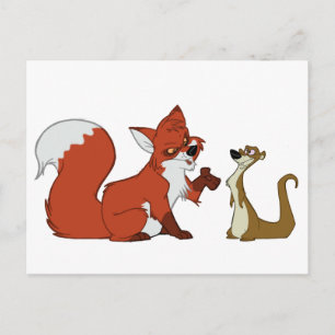 Fox and Weasel Talk Postkarte