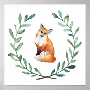 Fox and Wreath Woodland Poster