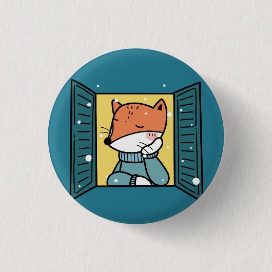 Fox Animal am Fenster Button (Vorderseite)