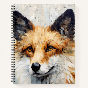 Fox Animal Art Deco Paint Mosaic Notizblock