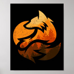 Fox Animal Design Geschenke mit Naturbäumen Jagd Poster