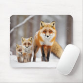 Fox Animal Family Wandering Natout Mousepad (Mit Mouse)