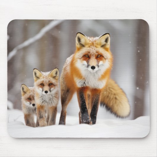 Fox Animal Family Wandering Natout Mousepad (Vorne)