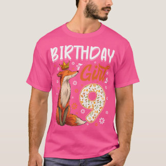 Fox Animal Lovers 9th Birthday Girl Fox B-Day 9 Ye T-Shirt