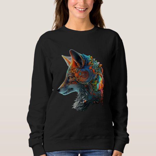 Fox Animal Motif Fantasy Colourful Fox Sweatshirt (Vorderseite)