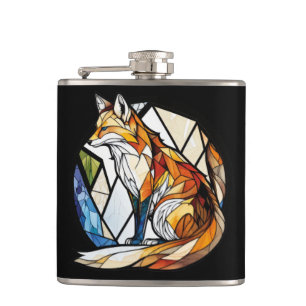 Fox Animal Portrait Gestaltetes Glas Wildnis Außen Flachmann