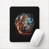 Fox Animal Portrait Gestaltetes Glas Wildnis Außen Mousepad (Mit Mouse)