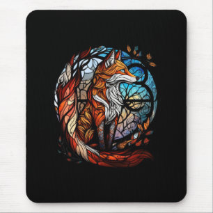 Fox Animal Portrait Gestaltetes Glas Wildnis Außen Mousepad