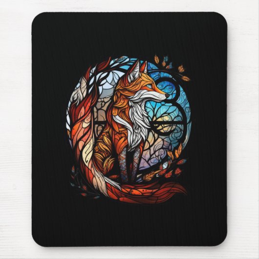 Fox Animal Portrait Gestaltetes Glas Wildnis Außen Mousepad (Vorne)