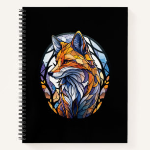Fox Animal Portrait Gestaltetes Glas Wildnis Außen Notizblock