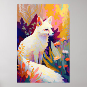 Fox Animal Portrait Malerei Art Poster