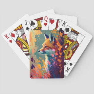 Fox Animal Portrait Malerei Art Spielkarten