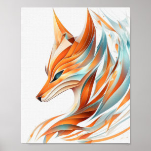Fox Animal Portrait Nature Wildlife Malerei Poster