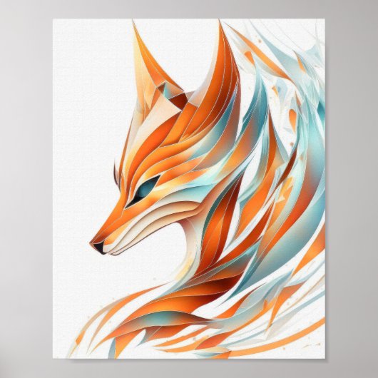Fox Animal Portrait Nature Wildlife Malerei Poster (Vorne)