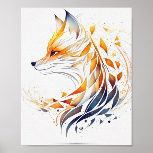 Fox Animal Portrait Nature Wildlife Malerei Poster (Vorne)
