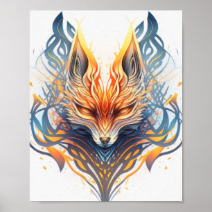Fox Animal Portrait Nature Wildlife Malerei Poster