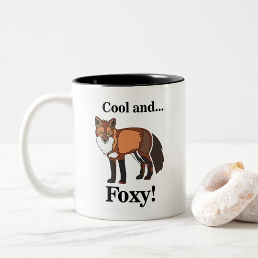 Fox Animal Wildlife Foxy Zweifarbige Tasse (Mit Donut)