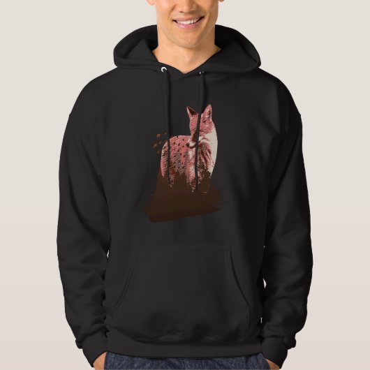fox animals forest trees birds hoodie (Vorderseite)