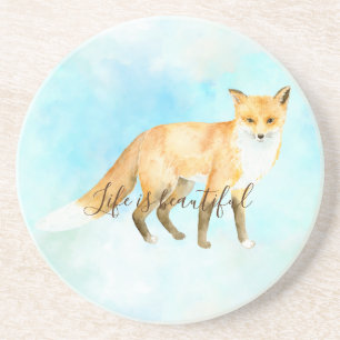 Fox Aqua Mint Watercolor Getränkeuntersetzer