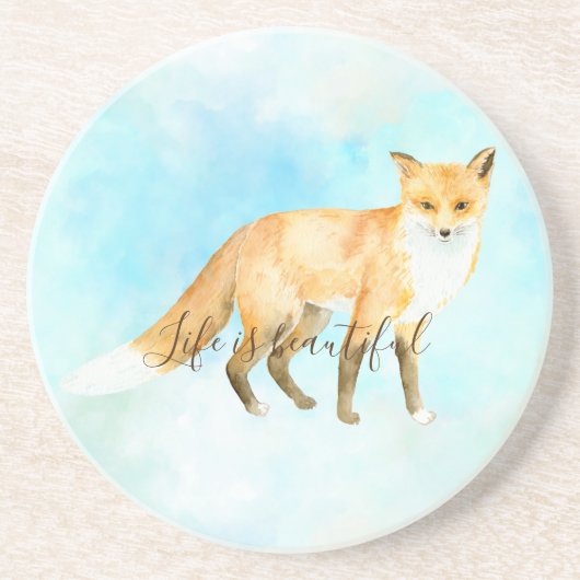 Fox Aqua Mint Watercolor Getränkeuntersetzer (Vorne)