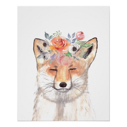Fox Aquarell Orange Brown Fown Art Poster (Vorderseite)