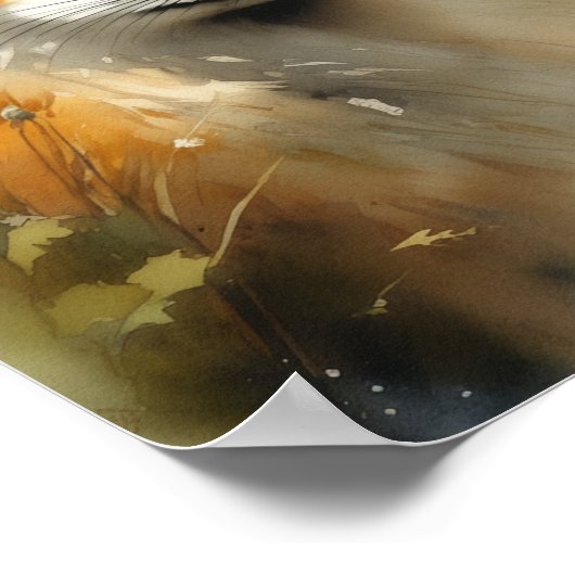 Fox Aquarellmalerei, ai generiert Poster (Ecke)