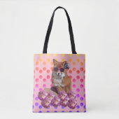 Fox Art and dots Tote Bag Tasche (Vorderseite)