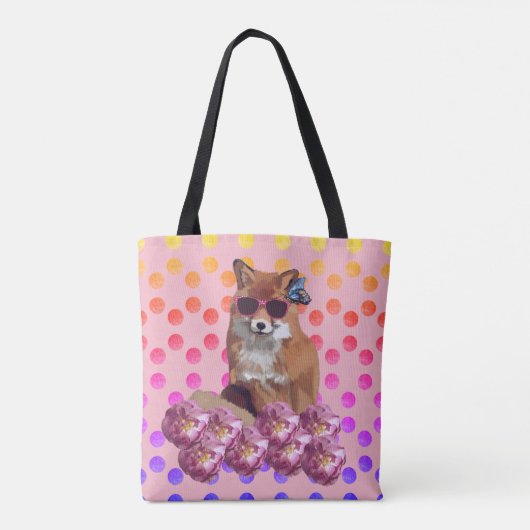 Fox Art and dots Tote Bag Tasche (Rückseite)