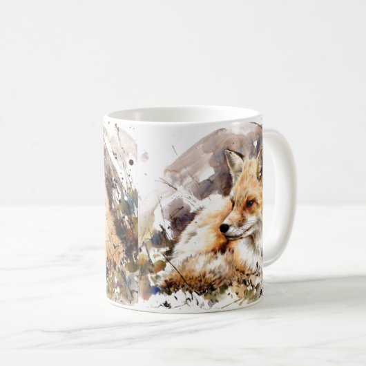 Fox Art Aquarell Tasse, Fuchs Liebesgeschenk Wildn Kaffeetasse (VorderseiteRechts)