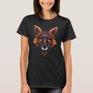 Fox Art Mandala Blue Eyes - Animal Artwork Fox T-Shirt