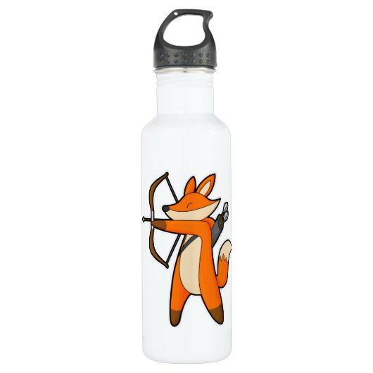 Fox as Archer mit Arrow & Bow Edelstahlflasche (Vorderseite)