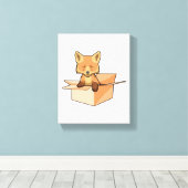Fox as Baby in Box Leinwanddruck (Insitu (Holzboden))