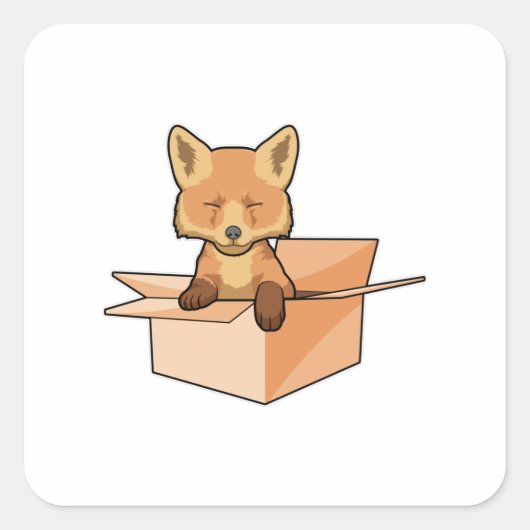 Fox as Baby in Box Quadratischer Aufkleber (Vorderseite)