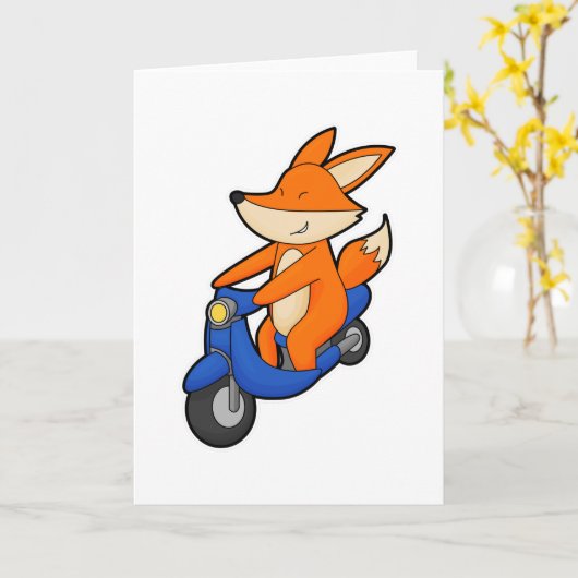 Fox as Biker with Scooter Karte (Gelbe Blume)
