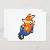 Fox as Biker with Scooter Postkarte (Vorne/Hinten)