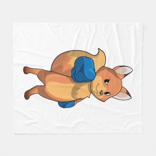 Fox as Boxer mit Boxhandschuhen Fleecedecke (Vorderseite (Horizontal))