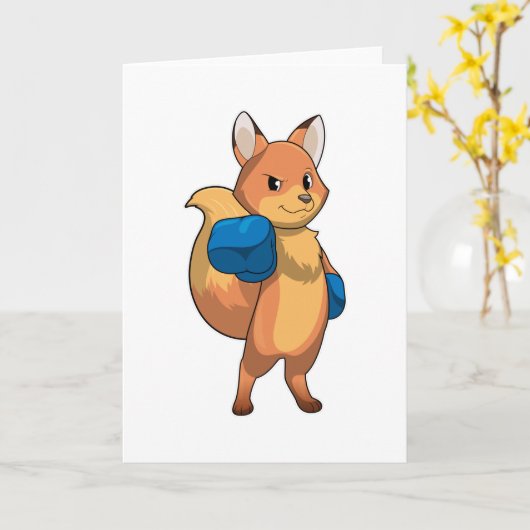 Fox as Boxer mit Boxhandschuhen Karte (Gelbe Blume)