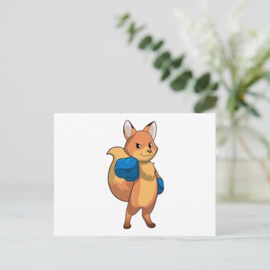 Fox as Boxer mit Boxhandschuhen Postkarte (Stehend Vorderseite)