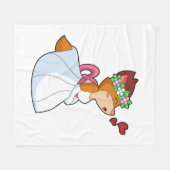 Fox as Bride mit Hochzeitskleid & Blume Wrea Fleecedecke (Vorderseite (Horizontal))