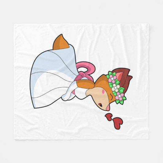 Fox as Bride mit Hochzeitskleid & Blume Wrea Fleecedecke (Vorderseite (Horizontal))