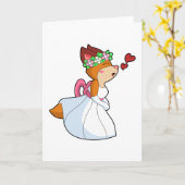 Fox as Bride mit Hochzeitskleid & Blume Wrea Karte (Gelbe Blume)