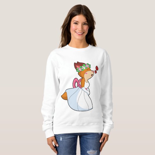 Fox as Bride mit Hochzeitskleid & Blume Wrea Sweatshirt (Vorne ganz)