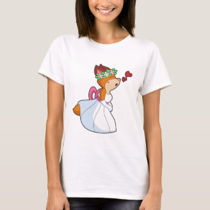 Fox as Bride mit Hochzeitskleid & Blume Wrea T-Shirt