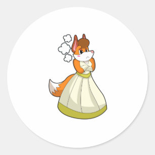 Fox as Bridge with Wedding Dress.PNG Runder Aufkleber