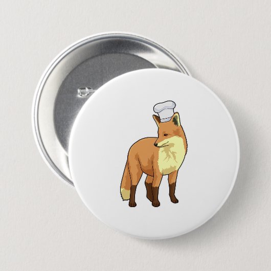 Fox as Cook mit Koch Hut Button (Vorne & Hinten)