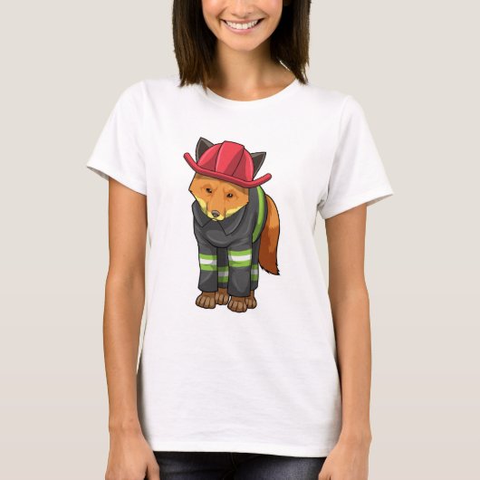 Fox as Firefighter with Helmet T-Shirt (Vorderseite)