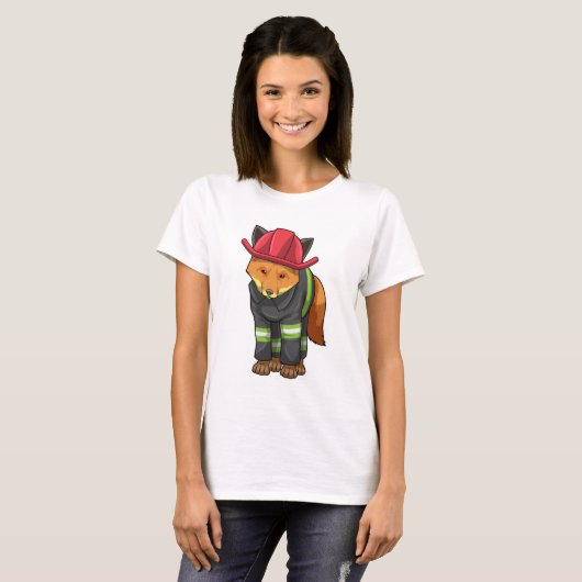 Fox as Firefighter with Helmet T-Shirt (Vorne ganz)