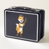 Fox as Groom mit Hochzeitsring Metall Brotdose (Rückseite)